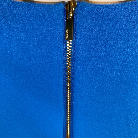 New DKNY Blue Fitted Sheath Dress Gold Back Zip Small Knee Length Sleeveless - Picture 6 of 6
